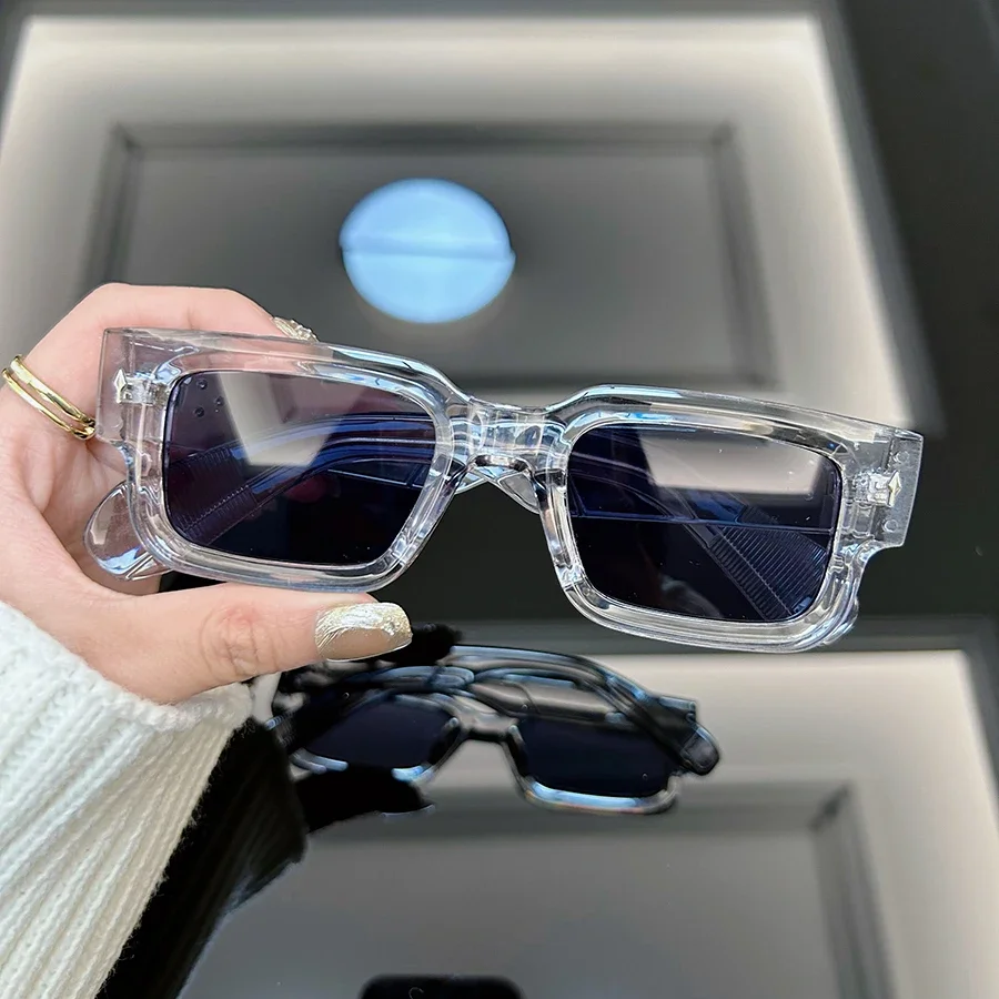 Fashion Square Sunglasses Men Women Brand Designer Retro Sun Glasses Male Female Rectangle Frame Vintage Rivet Oculos De Sol