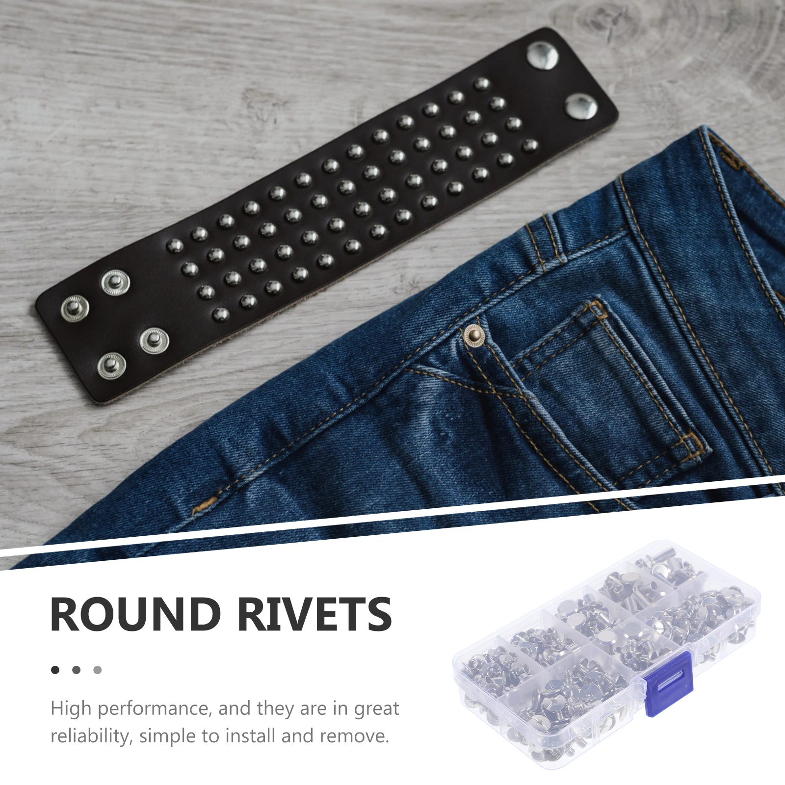 Metal Button Kit Round Rivets for Clothing Bags DIY Studs Spikes Crafting Rivet Set