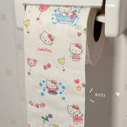 Kawaii Sanrio Anime Printed Roll Paper Cute Hello Kitty Cartoon 2-Layer Printed Paper Colored Toilet Roll Paper Gifts for Girls