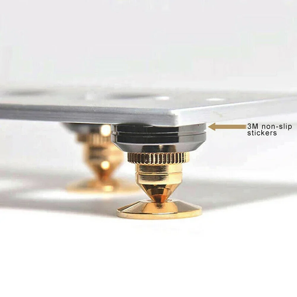 

4 Set Golden-Plated Speaker Spikes, Speaker Stands CD o Subwoofer Amplifier Turntable Isolation Feet