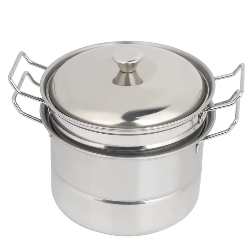Stainless Steel Mini Pretend Steamer Pot Children Play House Kitchen Toy Cooking Food