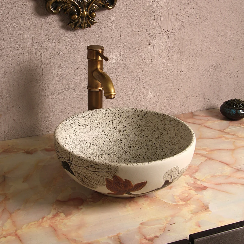

Art stage basin wash basin balcony outdoor washbasin new Chinese bathroom retro medieval style household basin