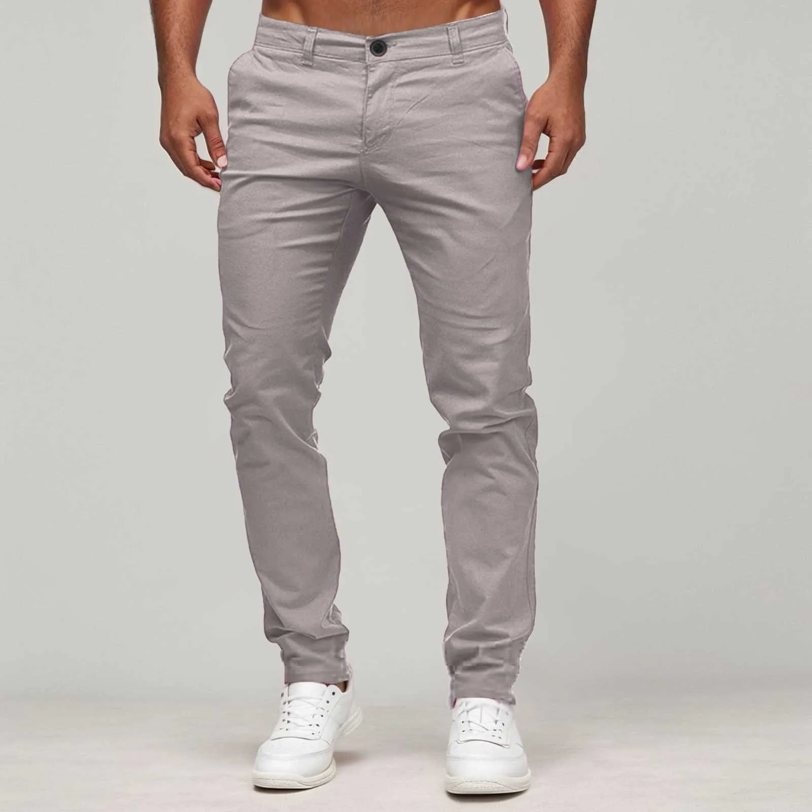 

Mens Pants Trousers Slim Solid Color Mid Pants Pocket Pant Full Length Breathable Cargo Pants Joggers Overalls Stretch Trousers