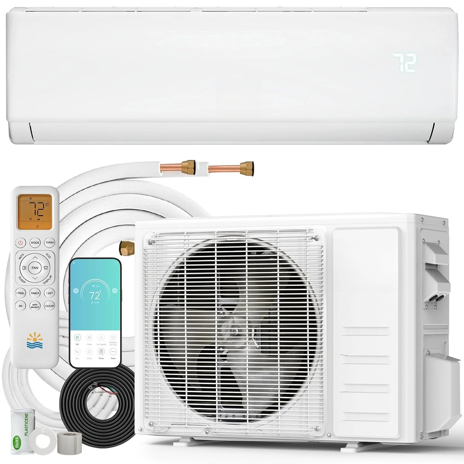 Mini Split Air Conditioner - 18000 BTU Ductless Mini Split Ac/Heating System, 1250Sq.Ft, 208/230V 21SEER2 Wifi, Customized