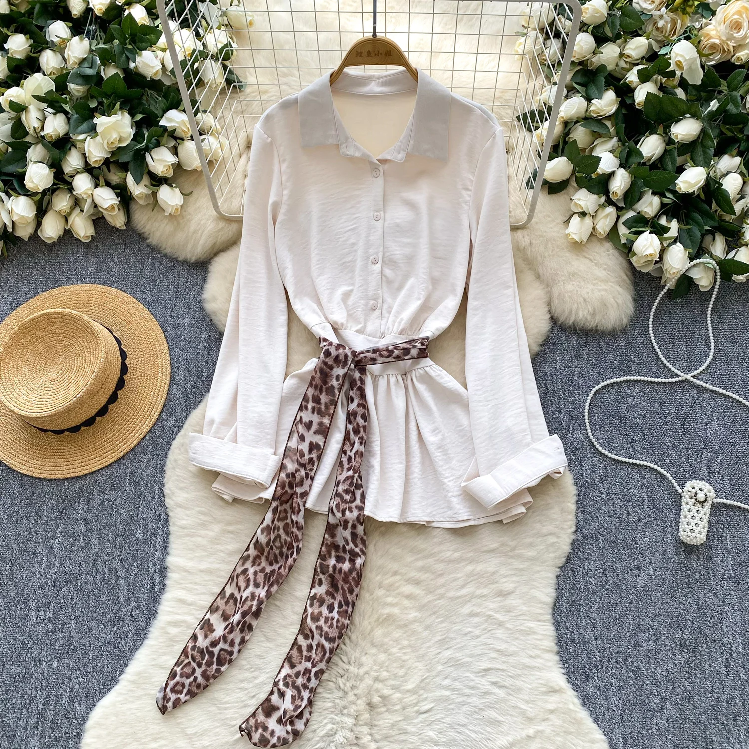 Chic vintage  turn-down collar solid bodycon long sleeve Elegant Fairy korean fashion Boho Sundress women mini dress