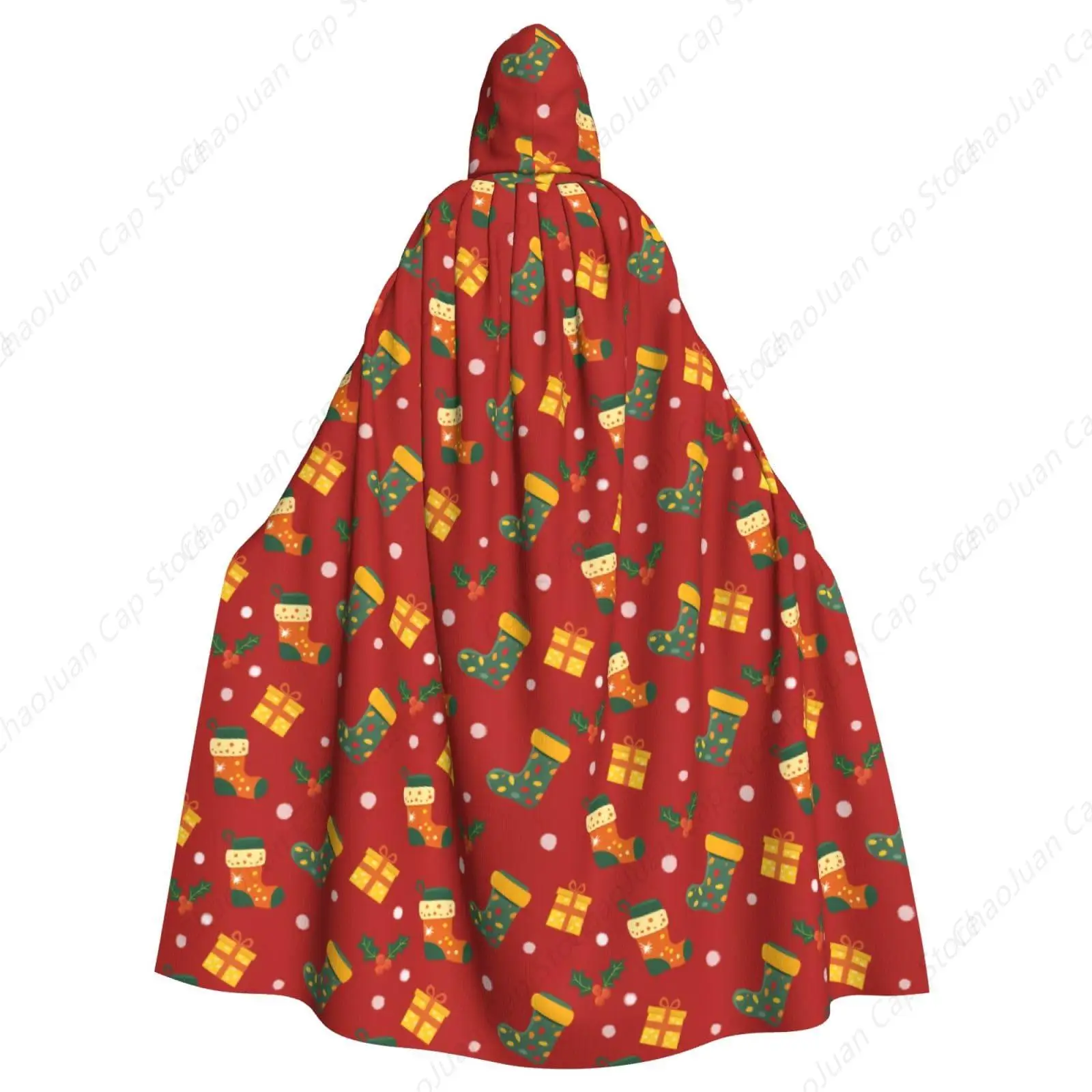Christmas Funny Cloak Hooded Cape Costume for Man Woman Winter Holiday Party Cosplay Colorful Socks Gifts