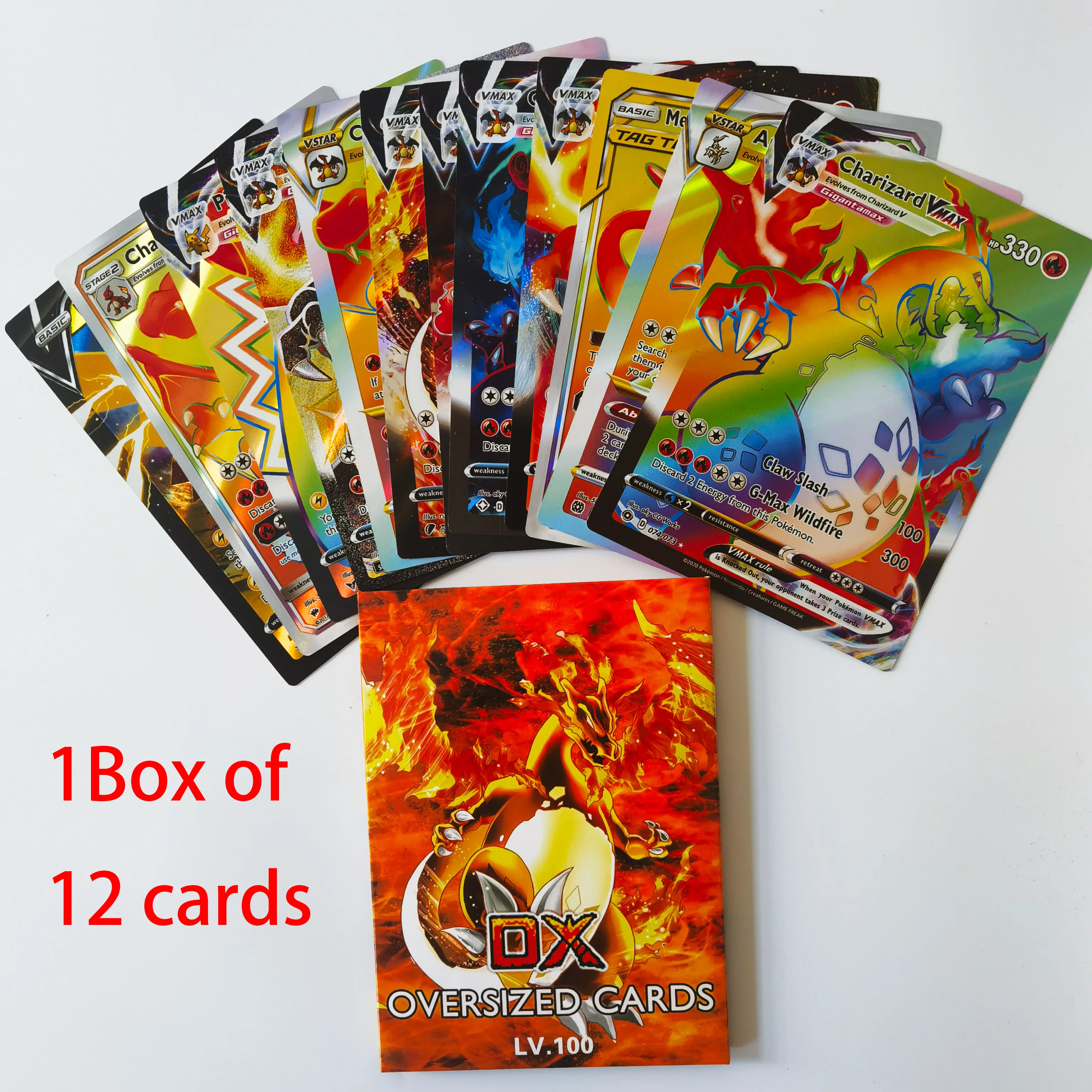 

NEW Oversized Pokemon Cards 12Pcs Jumbo Letters Cards Vmax Vstar GX Arceus Pikachu Charizard Super Shiny Rare Card