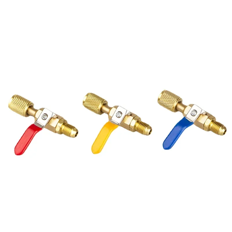 For R22 3PCS Refrigerant Straight Ball Valve Set 1/4
