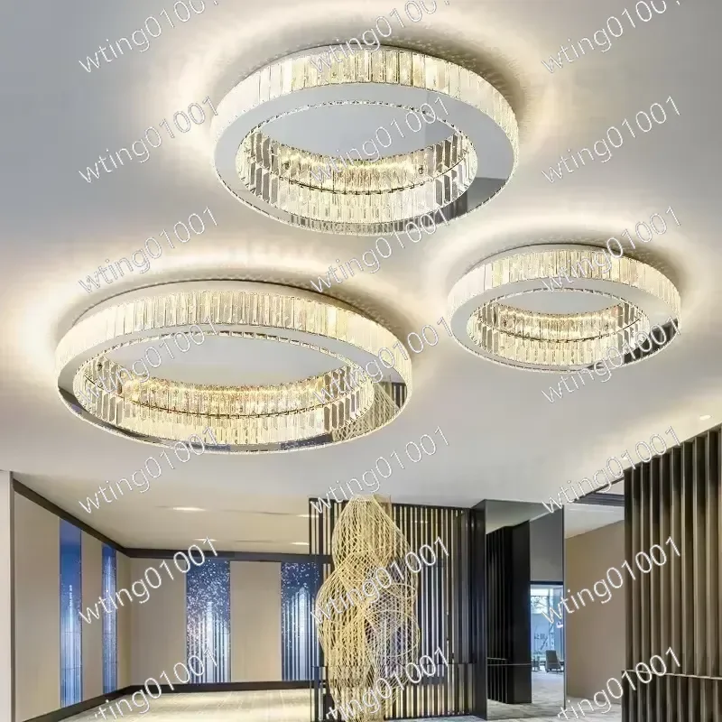 for Italian Style Round Crystal Ceiling Light Modern Luxury LED Fixture for Villa Living Room Interior Decor High End Design