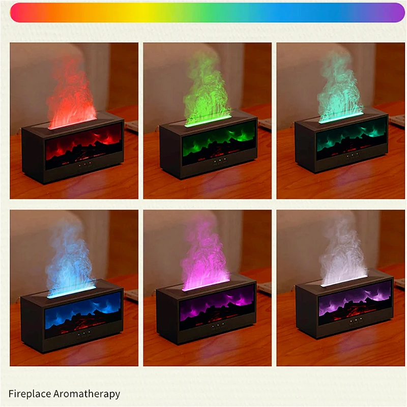Humidificateur d'huiles essentielles avec lumière LED, télécommande, diffuseur de cheminée simulé de Type C, Rechargeable pour la maison, cadeau créatif