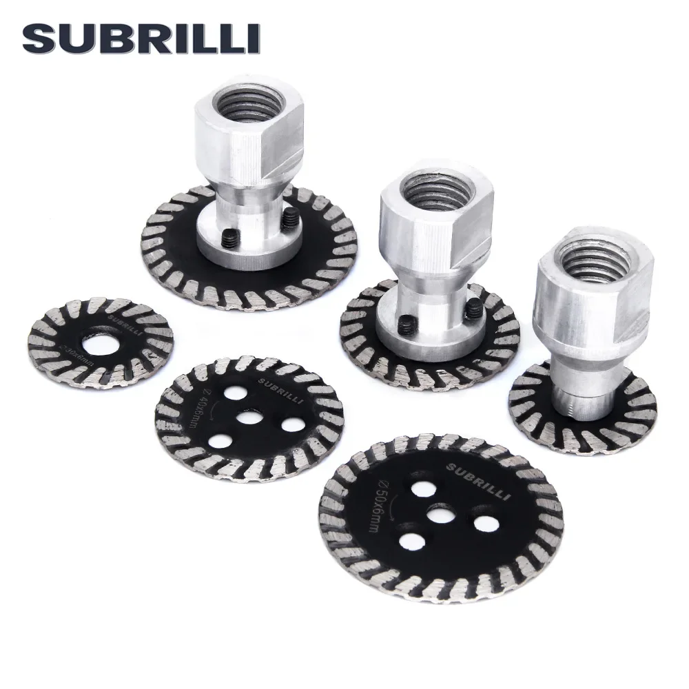 SUBRILLI 30/40/50mm Diamond Cutting Disc Hot Pressed Saw Blade With Removable M14 5/8-11 Flange Carving Stone Marble Concrete