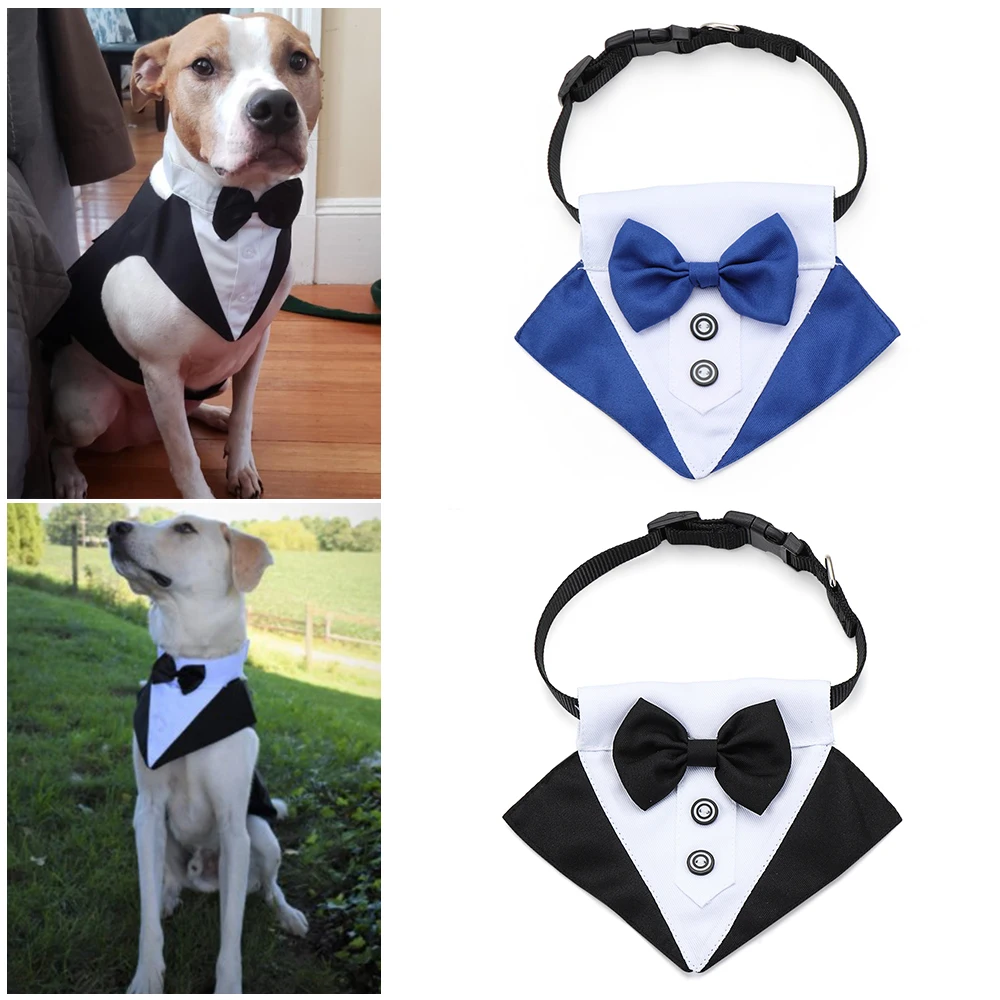 Fashion Comfortable White Collar Pet Accessories Adjustable Dog Cat Grooming Tuxedo Bow Ties Formal Tie Dog Necktie Dog Suit