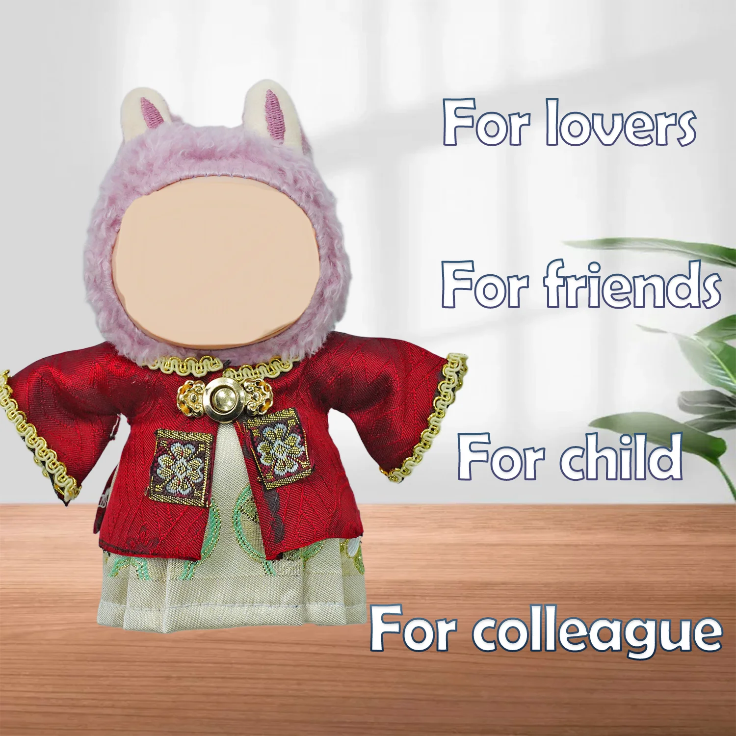 17 cm Ming Hanfu four-piece square collar is made of Rabu doll clothing accessories with brocade horse face skirt (no doll).