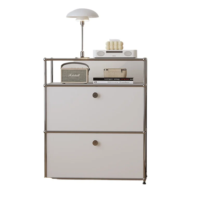 صندوق تخزين وحدة من الفولاذ المقاوم للصدأ، خزانة تخزين بسيطة وحديثة لغرفة المعيشة والمنزل