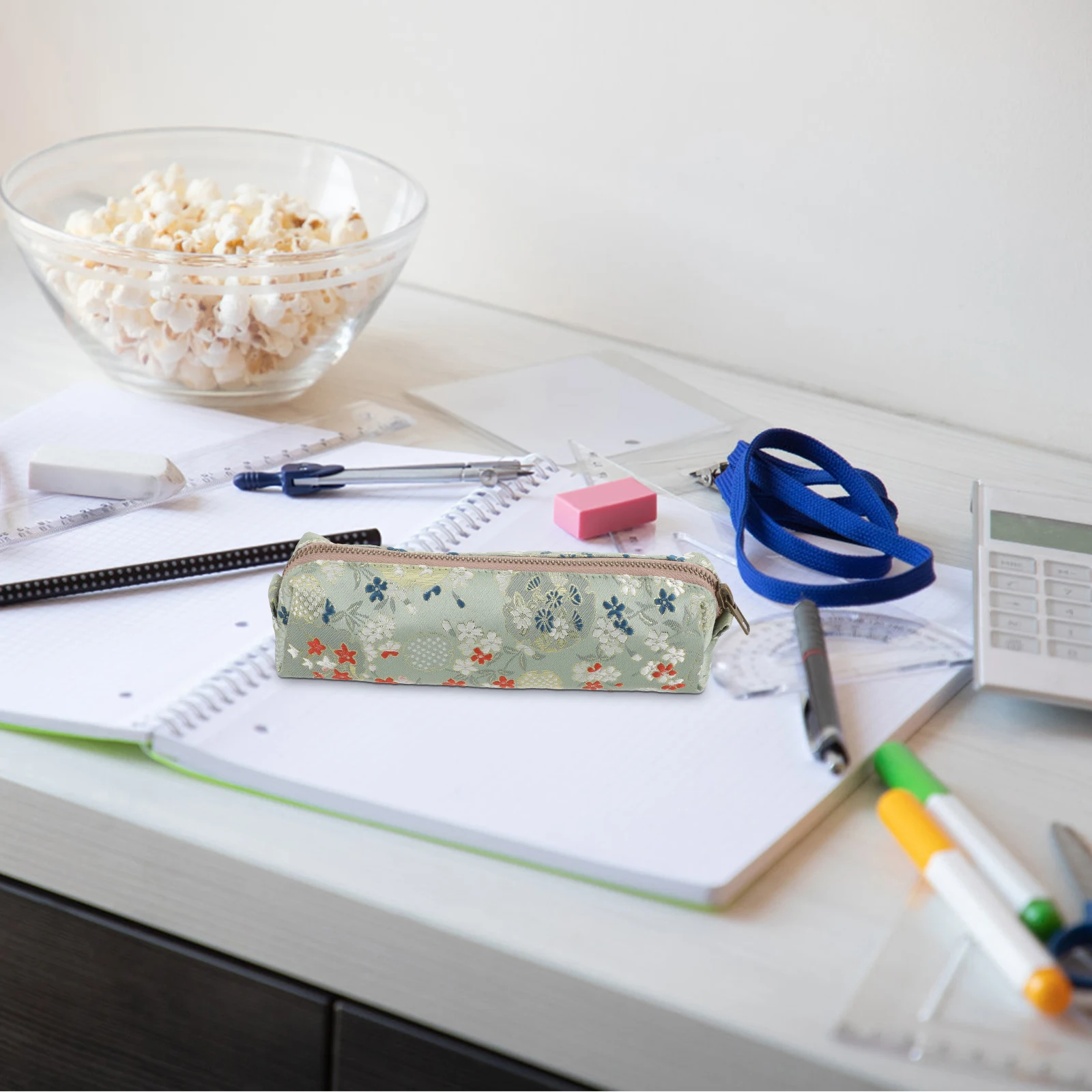 

1 шт., сумка для ручек с вышивкой ивы, пенал, косметичка на молнии, тканевая металлическая студенческая канцелярская сумка