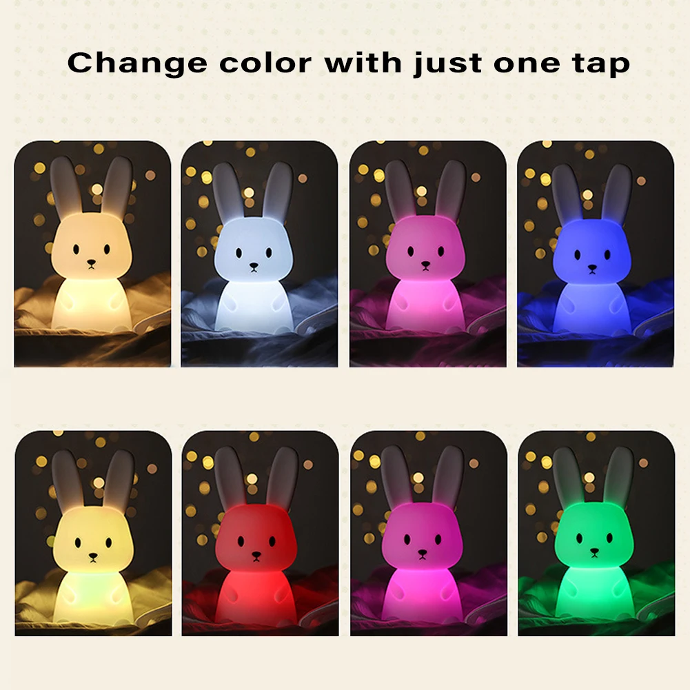 Luce notturna a LED con oscuramento e Timer lampada da notte coniglio lampada da comodino ricaricabile USB per ragazzi e ragazze bambini