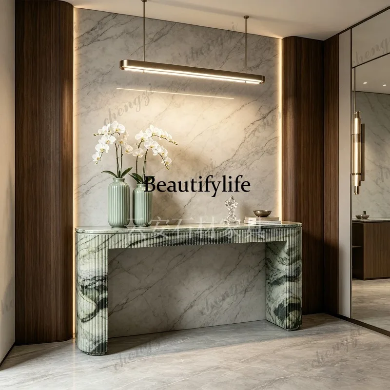 A114 Modern Light Luxury Premium Sense Natural Green Marble Entry Entrance Table Hotel Villa Corridor Aisle Entrance Terrace