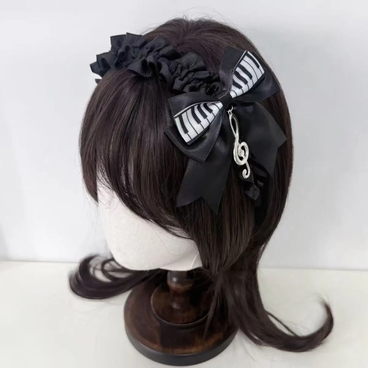 Nueva Diadema Plisada con Notas de Piano Estilo Vintage Y2K, Accesorios para el Cabello de Chicas Japonesas Modernas, Accesorios Diarios JK para Citas