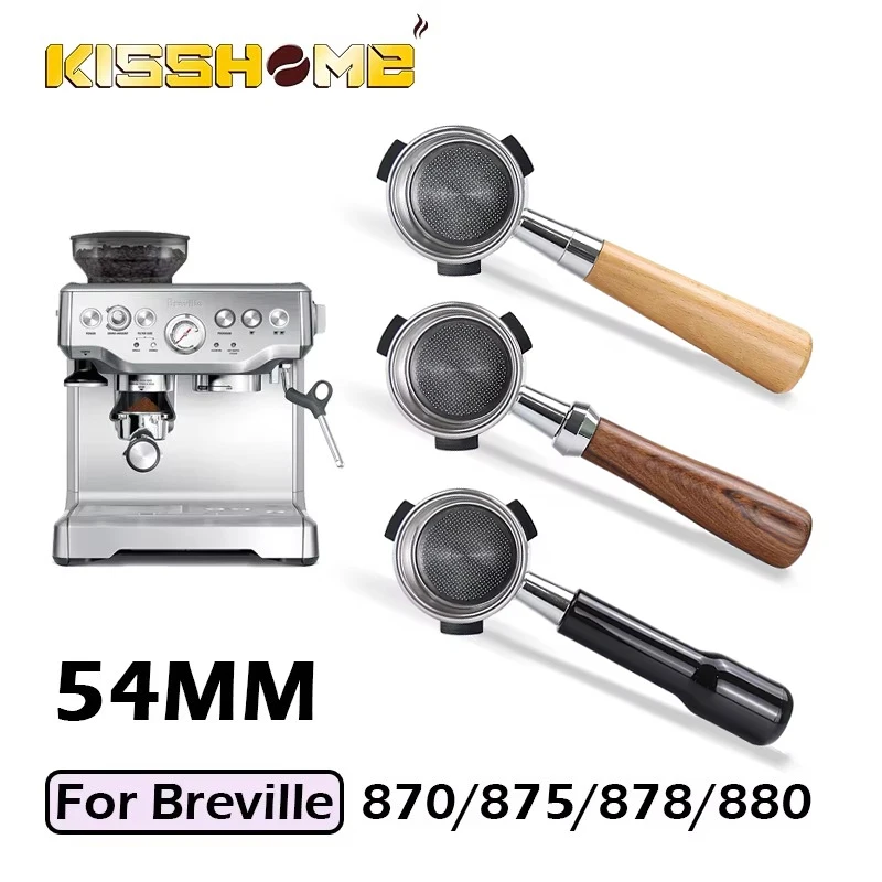 54mm Coffee Bottomless Portafilter For Breville 870 878 880 Replacement Filter Basket Naked Barista Tools Espresso Accessories