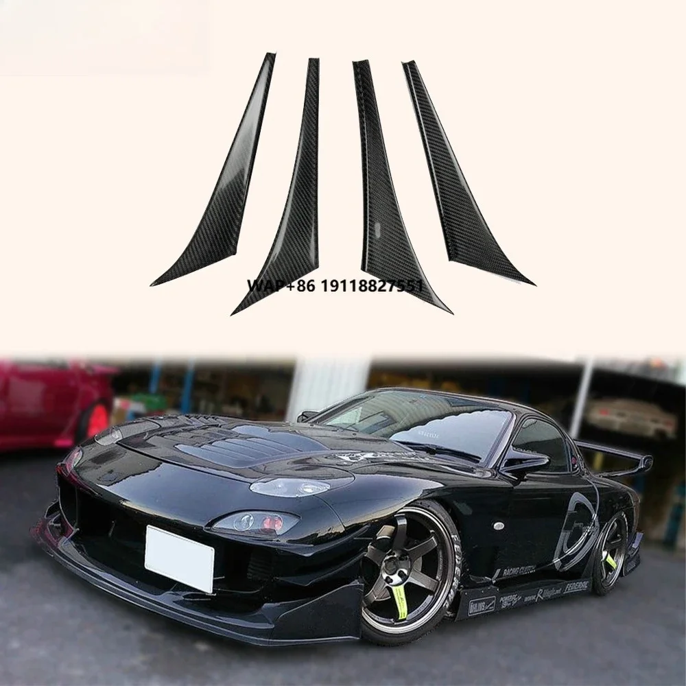 For RX-7 FD Coupe 2 Door 1991-02 R-Magic Carbon Front Bumper Canard 4pcs