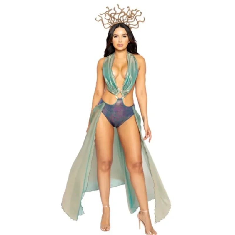 

Sexy Medieval Ancient Egyptian Pharaoh Cleopatra Fancy Costume Halloween Masquerade Greek Myth Medusa Goddess Cosplay Dress