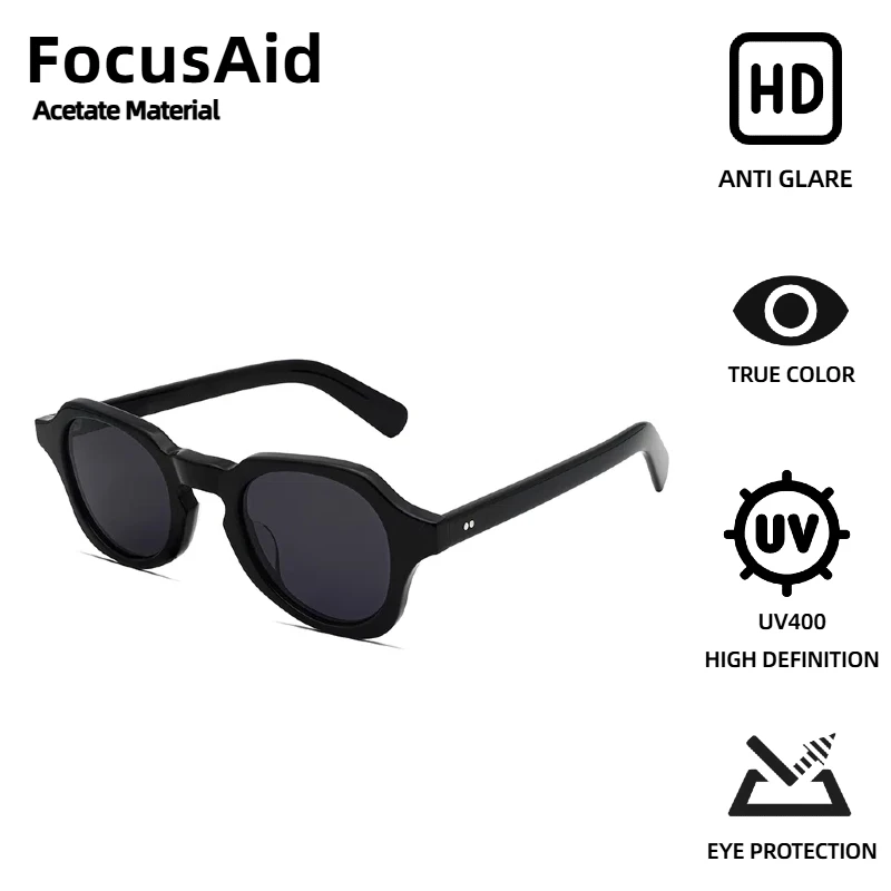 

FocusAid Retro Color Round Sunglasses Women Men Luxury Brand Designer Premium Acetate Sunglasses UV400 Lunettes de soleil