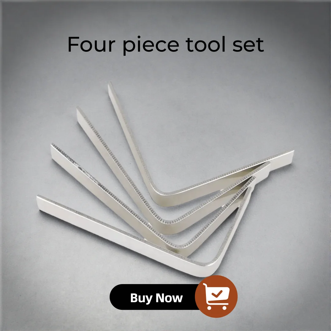 

Hot selling brass repair tool four piece set for repairing L-shaped leveling right angle key cover and leather pad