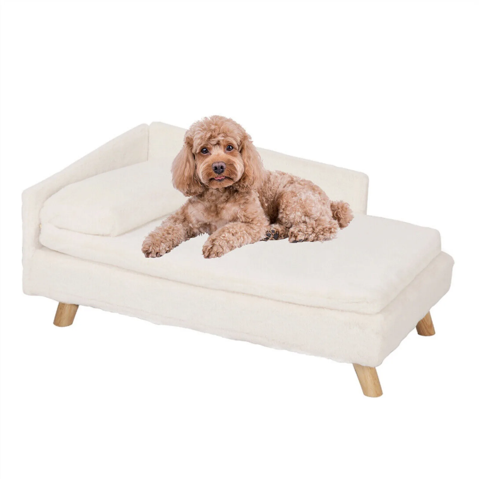 Comfy Velvet Pet Dog Sofa Bed Couch with Pillow Cat Snuggle Lounger Waterproof