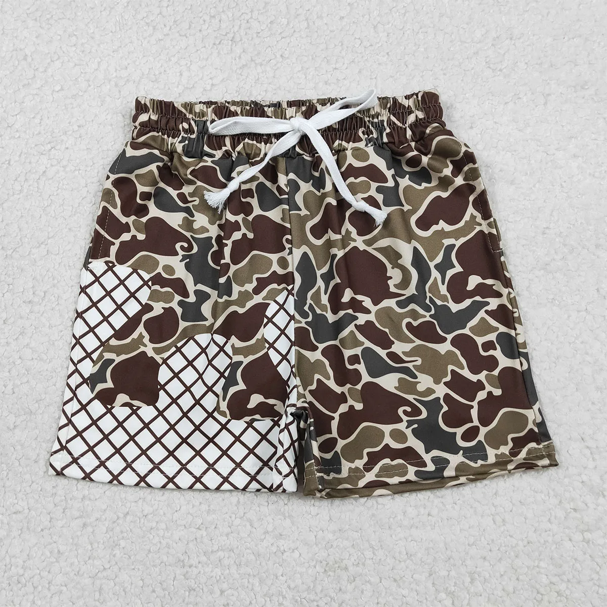 Hot Sale Kids Baby Boys Brown Camo Drip Team Shorts Bottom Southern Spring Summer Shorts Boutique Children Clothing Wholesale