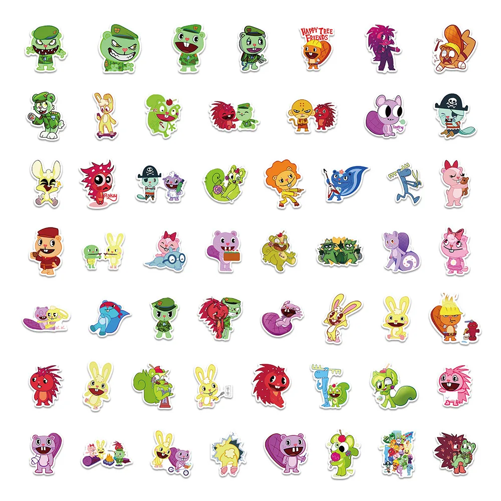 10/30/54 SZTUK Naklejki Graffiti z Postaciami z Kreskówki Happy Tree Friends na Telefon Gitarę Laptop Notebook Walizkę Kubek Wodoodporne Naklejki Zabawki dla Dzieci