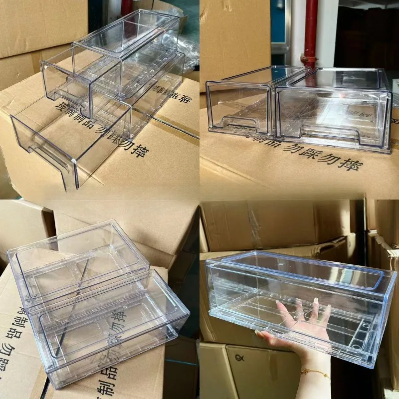 Transparent Drawer Storage Box Office Desk Stackable Pull-out Thickened Stationery Miscellaneous Organization Box