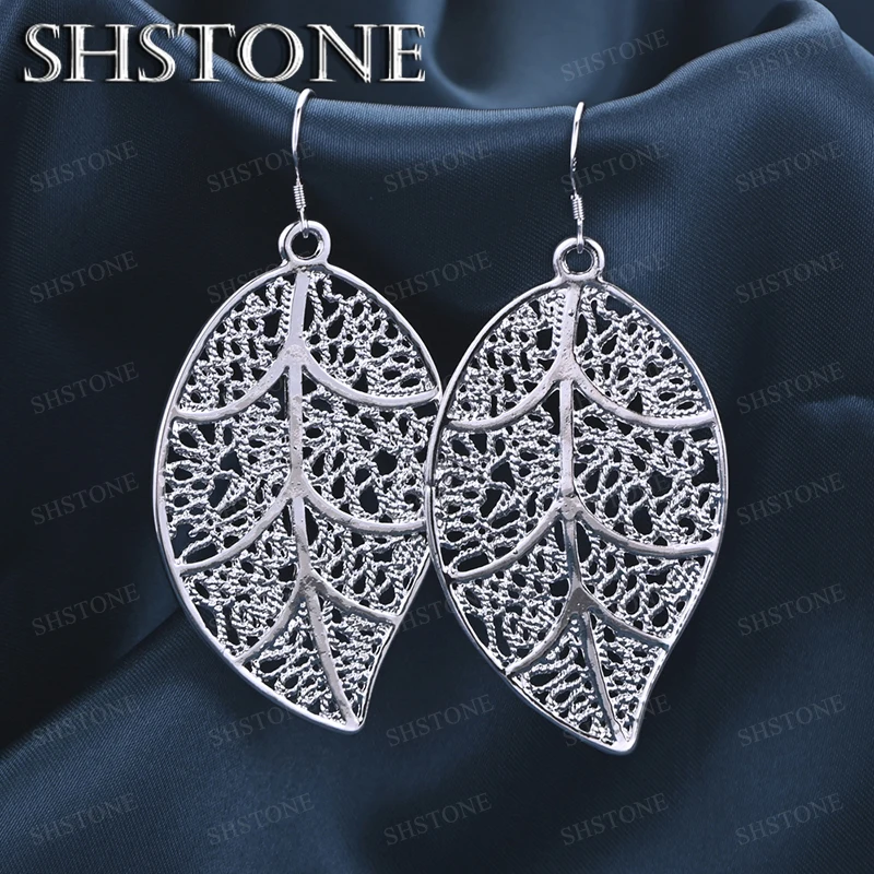 

Hot Popular 925 Sterling Silver Hollow Out Leaf Drop Earrings For Women Beautiful Fine Jewelry Birthday Party Gifts Accessories