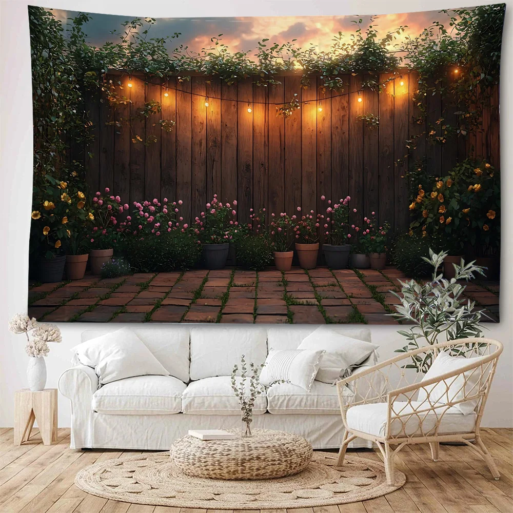 Colorful light strip, wooden wall background decoration, tapestry, wooden wall background decoration, tapestry, home decoration