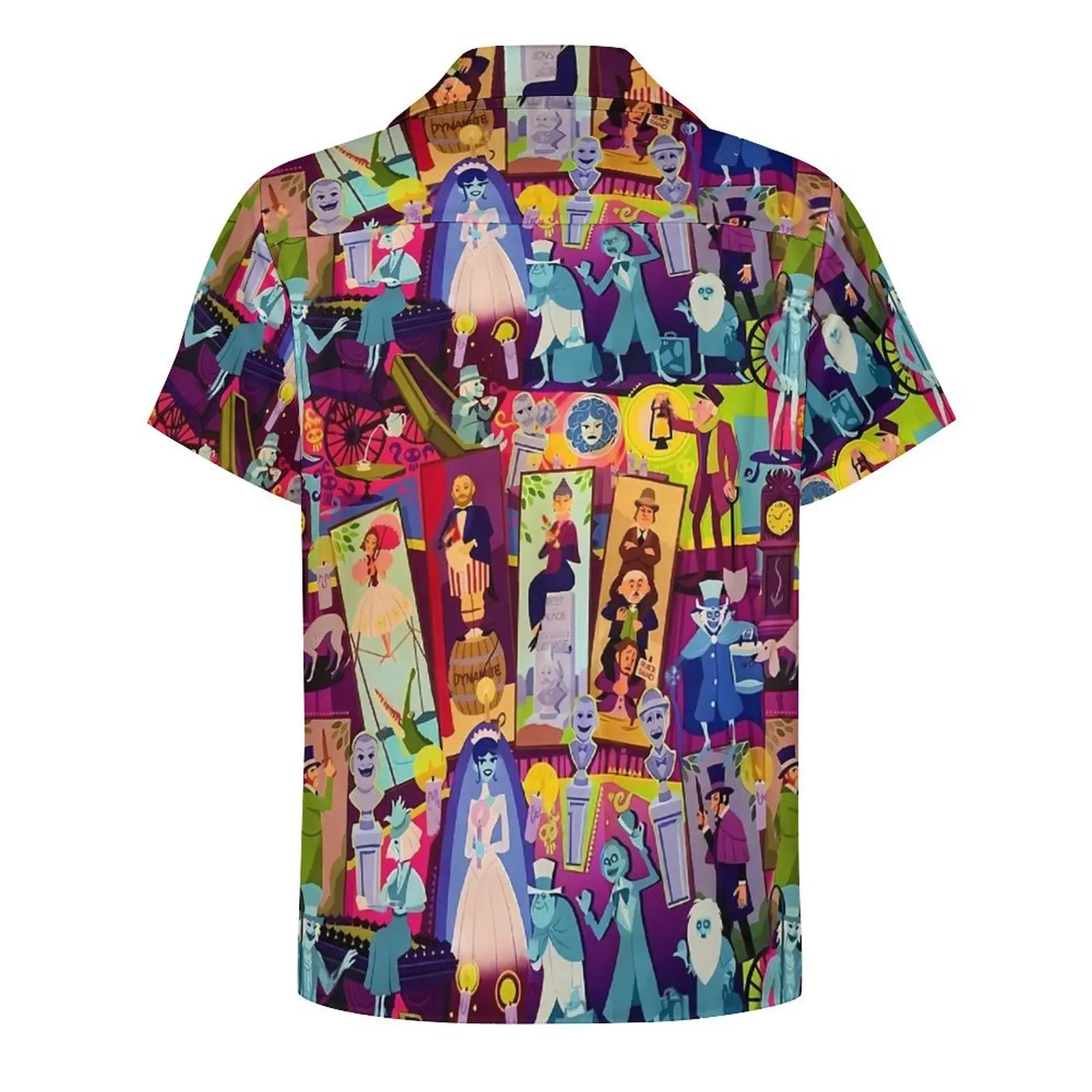 Haunted Mansion Hawaiian Shirt For Men Vacation Mansion Collage Casual Shirts Street Style Graphic Novelty Oversized Blouses