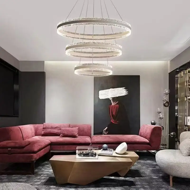 Living room chandelier simple modern Nordic bedroom dining room lamp circle living room main lamp art