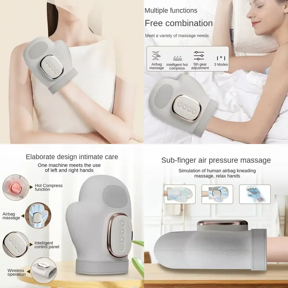 New Style Air Compression Cordless Electric Hand Massager with Finger Kneading Shiatsu Palm Pressing and Wrist Massage