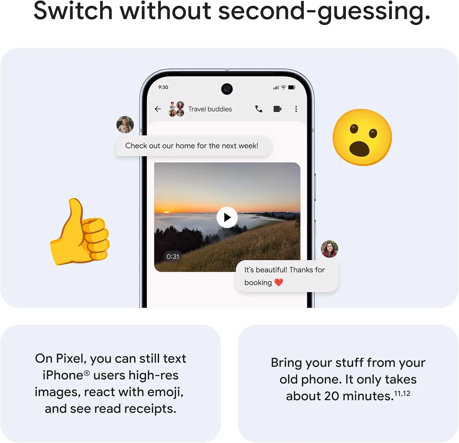 Google Pixel 10 Pro with Gemini, Tensor G5 Triple Rear Camera System, Fast-Charging 24+ Hour Battery 4870 mah 6.3" Display