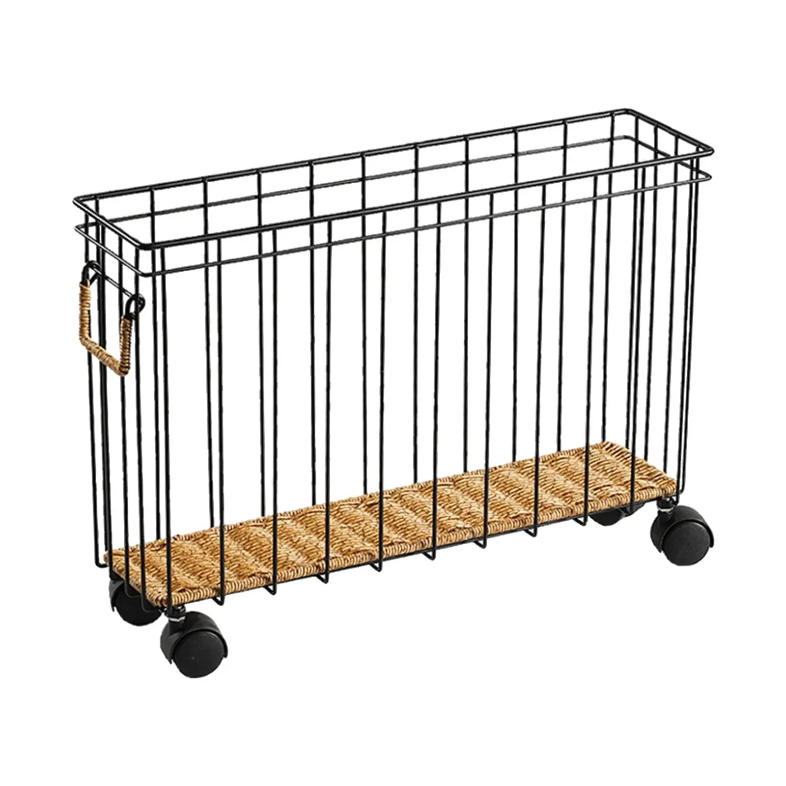 Storage Basket Magazines with Wheels Trash Can Holder Home Decorative Basket