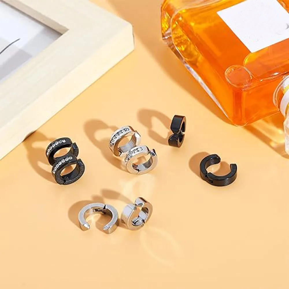 Pendientes magnéticos de acero inoxidable para hombre y mujer, aretes sin perforación con incrustaciones de circonita cúbica, con Clip, 1-12 pares