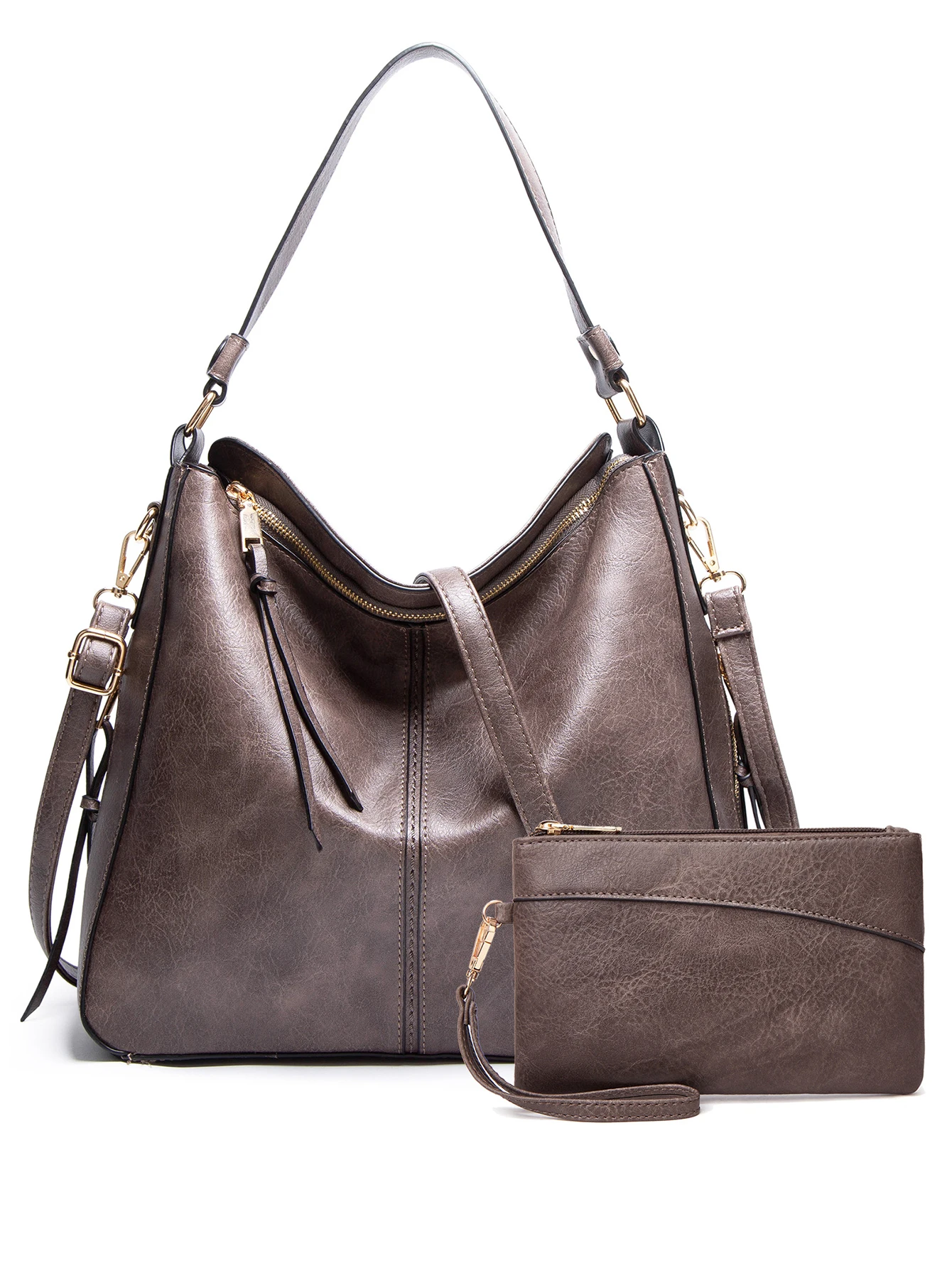 ชุดกระเป๋า 2 ชิ้น ขนาดใหญ่ จุของได้เยอะ แฟชั่นทันสมัย ใช้งานได้หลากหลาย สไตล์ใหม่ กระเป๋าถือและสะพายข้างสำหรับผู้หญิง ดีไซน์มินิมอล