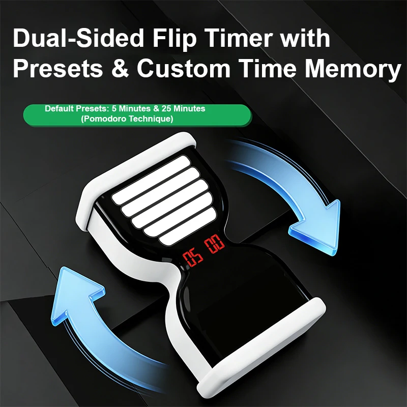 Productivity Gravity Sensor Timer LED Display Positive/Countdown Flip Timer Dual Memory Cooking Study Rechargeable Digital Timer