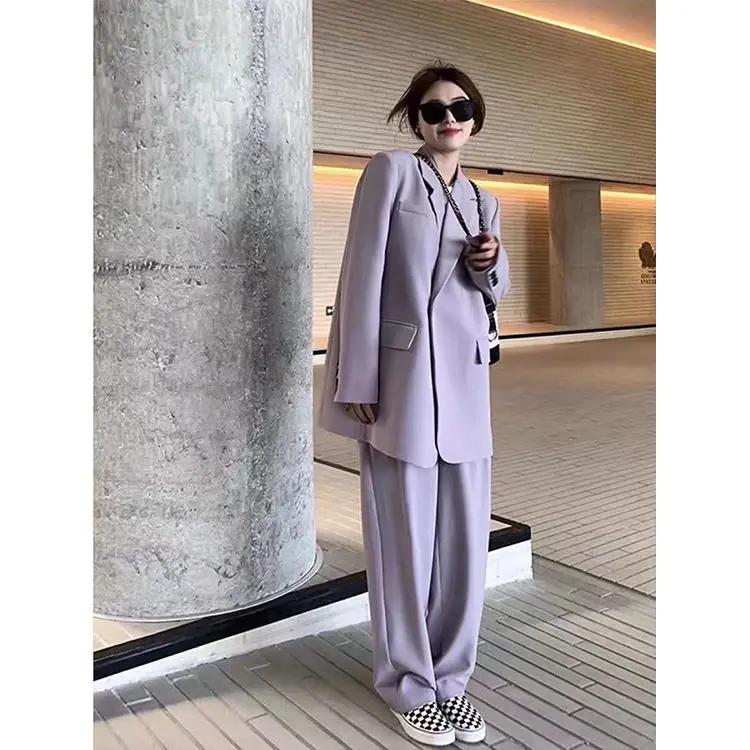 Fashion casual high-end blazer women\'s 2024 autumn and winter new Korean version loose and thin two-piece suit suit