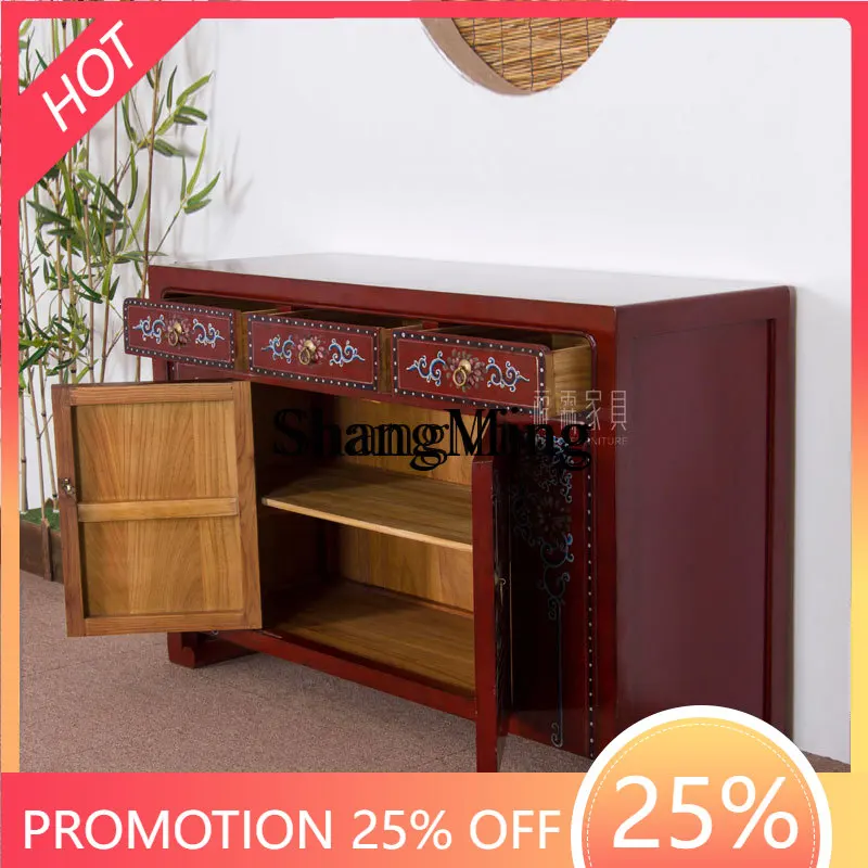 FG good-looking Chinese furniture painted dining edge elm porch old shoe cabinet storage retro antique furniture