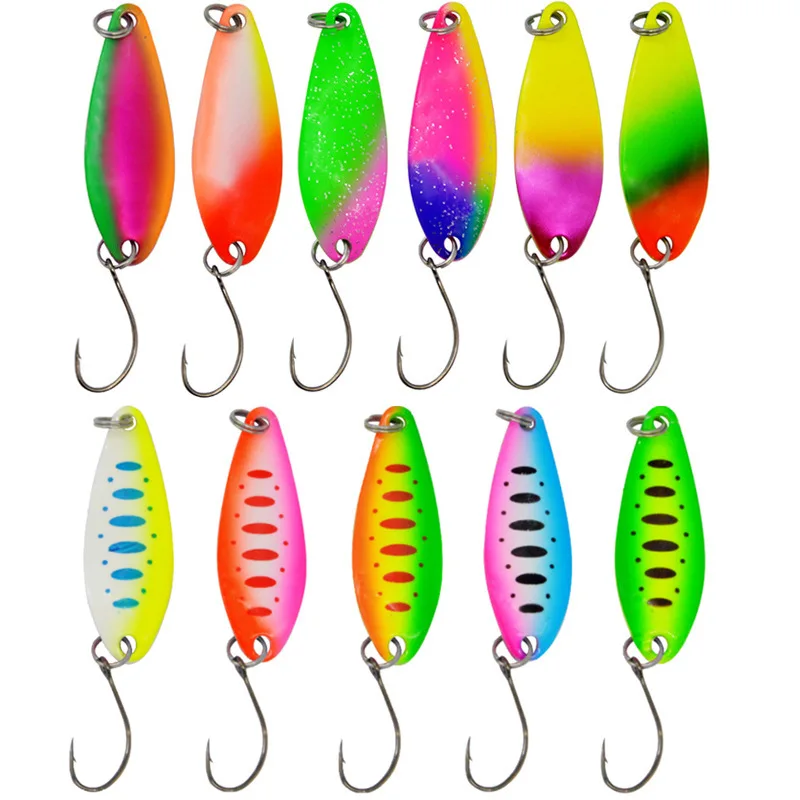 5pcs  Hardmetal fishing spoon bait 5g colorfull fake lure spinner fishing tackle wobbler bait