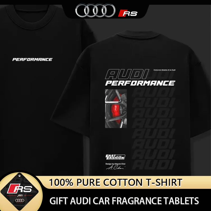 

Audi rs men's cotton T-shirt streetwear sports luxury matching Audi performance printing summer casual cotton T-shirt