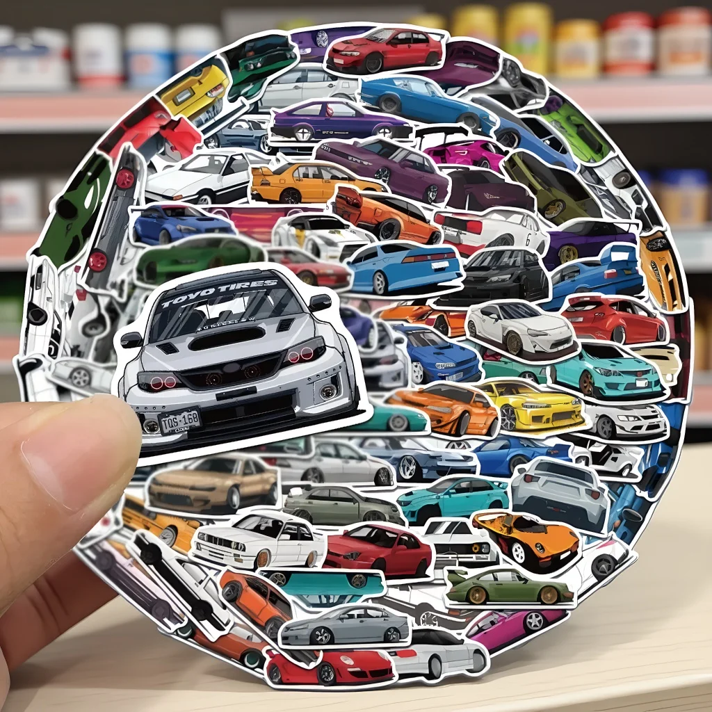 50/100PCS JDM Racing Sticker Set, Waterproof Vinyl Decals for Laptop Guitar Luggage Bike Skateboard Car Decor