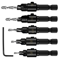 5Pcs Countersink Drill Bit Set 82°High Speed Steel Wear Resistant Punching Drill Bit 1/4 Inch Hex Shank Multiple Size Drill Bit