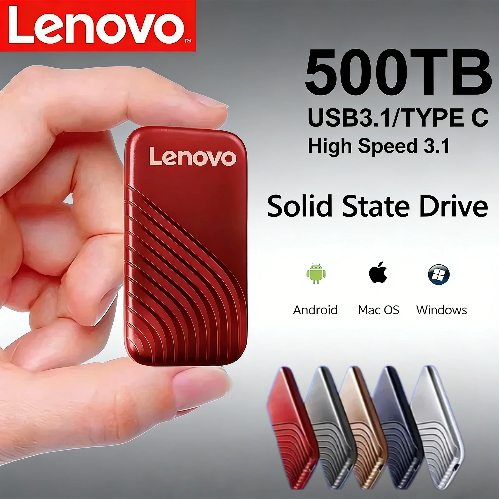 

Внешний SSD-накопитель Lenovo Type-C USB 3.1, высокоскоростной флеш-диск 2 ТБ, 4 ТБ, 8 ТБ, портативное хранилище для ноутбука