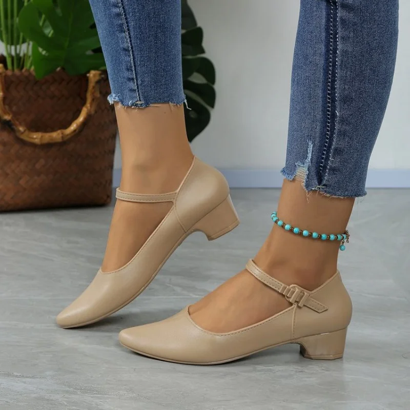 Neue Runde Kopf Flach Platz Ferse Schuhe frauen Elegante Mode High Heels Kleid Schuhe Zapatos Mujer