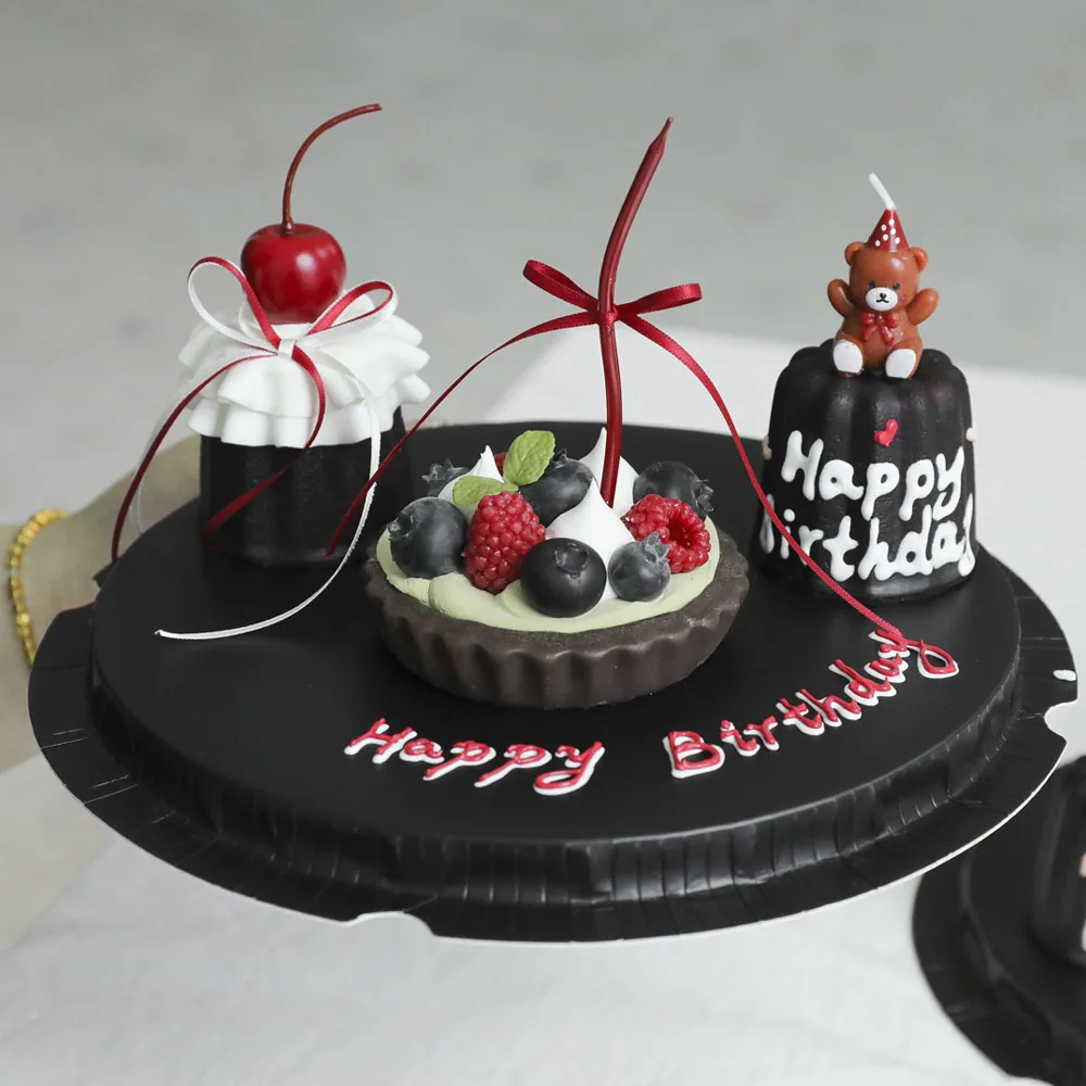 

Fake Cannelés simulation pastry dessert happy birthday bear candy Festive & Party Supplies artificial Fruit tart Cake model